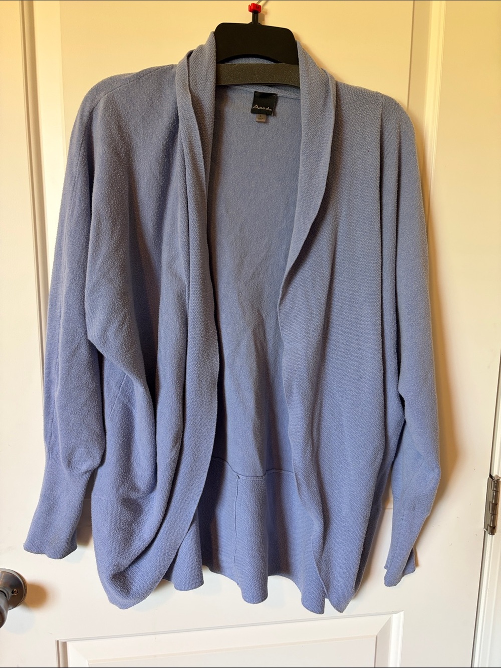Aaeda Open-Front Shawl Collar Cardigan - Dusty Blue